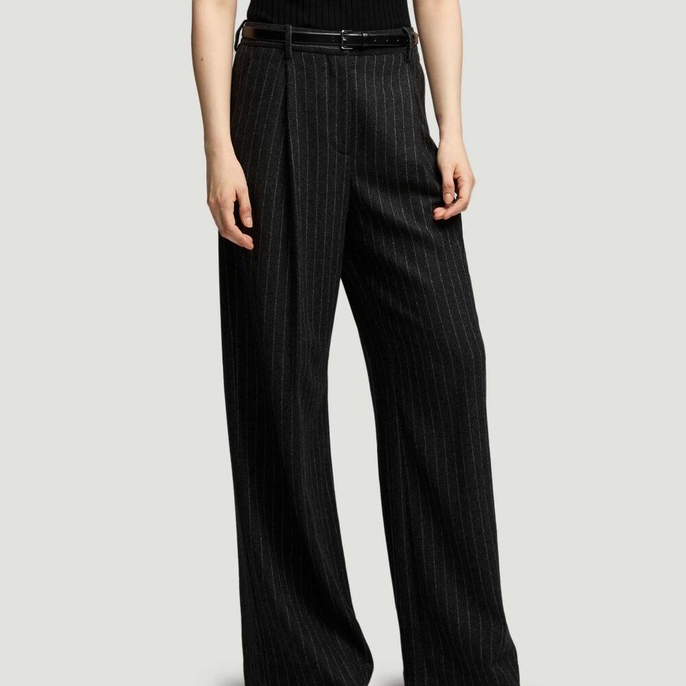 NEW Argent Single Pleat Trouser in Wool Blend Pinstripe - Picture 2 of 9